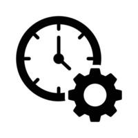 Gear and clock icon symbolizing effective time usage vector
