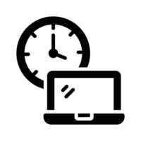 Clock with laptop concept icon of working time vector