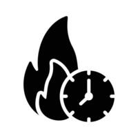 Clock with flames indicating urgent or peak time vector