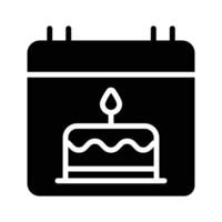 A cheerful, calendar icon featuring a birthday cake with a lit candle vector