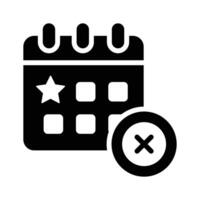 Calendar with a cross symbol representing event removal vector