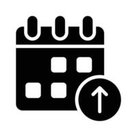 Calendar with an upload arrow symbolizing adding schedules vector