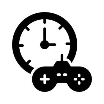 Game controller and clock symbolizing recreational or gaming time vector