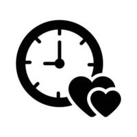 Heart and clock symbolizing time spent on love or relationships vector