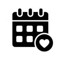 Calendar with a heart symbol indicating a favorite schedule vector