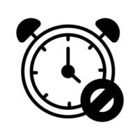 Clock icon with a strike through indicating disabled alarms vector