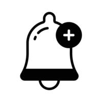 Alarm bell icon with a plus symbol to add alarms vector