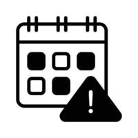 A calendar with a warning sign, concept icon of calendar alert vector