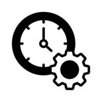 Gear and clock icon symbolizing effective time usage vector