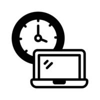 Clock with laptop concept icon of working time vector