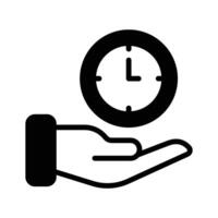 Hand holding a clock representing time saving strategies vector