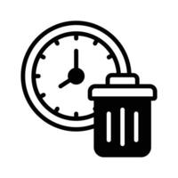 Trash bin and clock symbolizing unproductive use of time vector