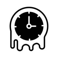 Clock melting as a symbol of surrealism or distorted time vector