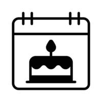 A cheerful, calendar icon featuring a birthday cake with a lit candle vector