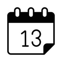 Calendar page showing the number 13 for a specific date vector