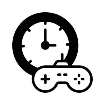 Game controller and clock symbolizing recreational or gaming time vector