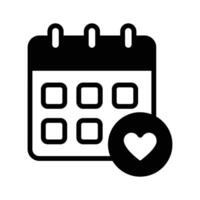 Calendar with a heart symbol indicating a favorite schedule vector