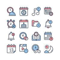 Grab this amazing time management and scheduling icons set in modern style vector