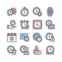 A set of unique icons depicting various time management and scheduling concepts vector
