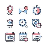 A set of creative icons related to time management, scheduling, and communication vector