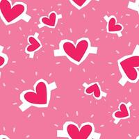 Pink Pattern with Red Hearts and Decorative Details for Romantic Themes vector