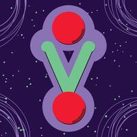 Abstract Design Red Circles, Green V, Purple Background vector