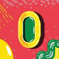 Abstract Number Zero Red, Yellow, and Green Design vector