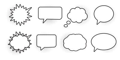 Collection of empty comic speech bubbles with halftone shadows vector