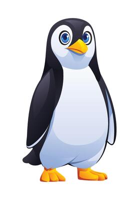 Cute penguin cartoon character. Illustration isolated on white background