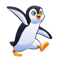 Playful penguin with joyful expression. Cartoon character illustration vector