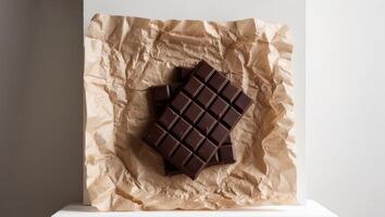 Chocolate bars in brown paper bag photo