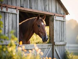 A horse in a stable photo