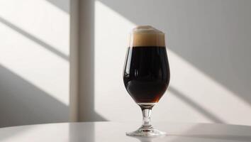 A glass of dark beer sitting on a table photo