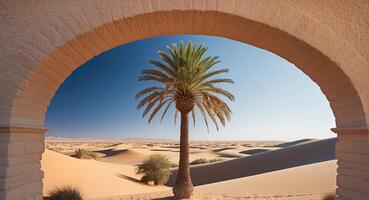 Palm tree in the desert photo