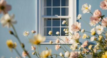 A window with flowers in front of it photo