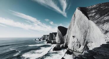 A view of the ocean and cliffs with clouds photo