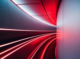 A red light is shining through a tunnel photo