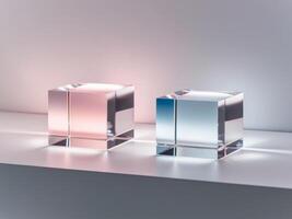 Two small cubes with different colors on them photo