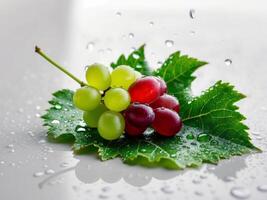 Grapes with water droplets on a white background photo