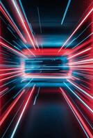 Abstract light trails in a dark tunnel photo