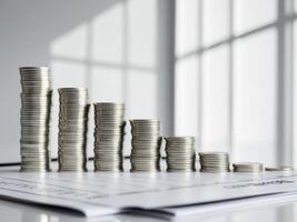 A stack of coins on top of a document photo