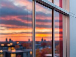 A view of the sunset through a window photo