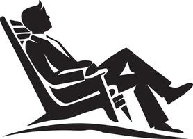 A person wearing a suit relaxing on a chair vector
