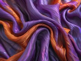 A close up of a purple and orange fabric photo
