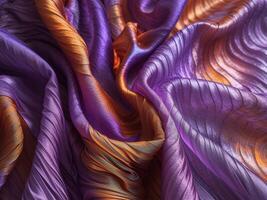 A close up of a purple and orange fabric photo