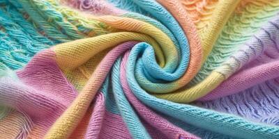 Vibrant color palette of a knitted blanket photo
