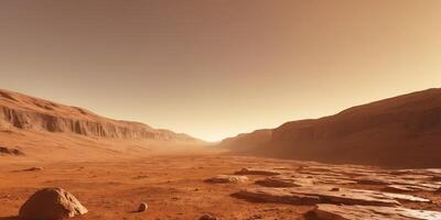 An image of a desert landscape with rocks and dirt photo