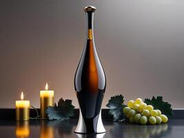 Showcase of a Sleek Wine Bottle with Glossy Finish in Elegant Setting Capturing the Essence of Fine Drinks for Enthusiasts photo