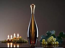 Showcase of a Sleek Wine Bottle with Glossy Finish in Elegant Setting Capturing the Essence of Fine Drinks for Enthusiasts photo
