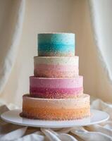 A colorful cake with sprinkles on top photo